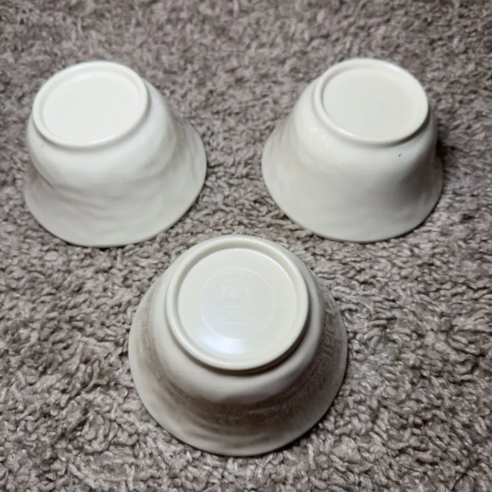 Pier 1 Imports Carmelo Melamine Crackle Bowls Plates Snack Dish LOT of 7 Ivory